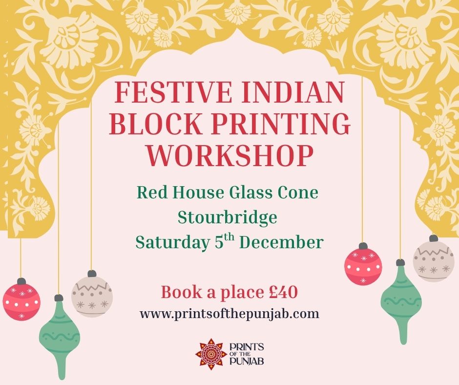 Indian Block Printing Workshop - Slow down - Get creative - Learn something new - Saturday 5th December 10AM - 12.30PM in Stourbridge